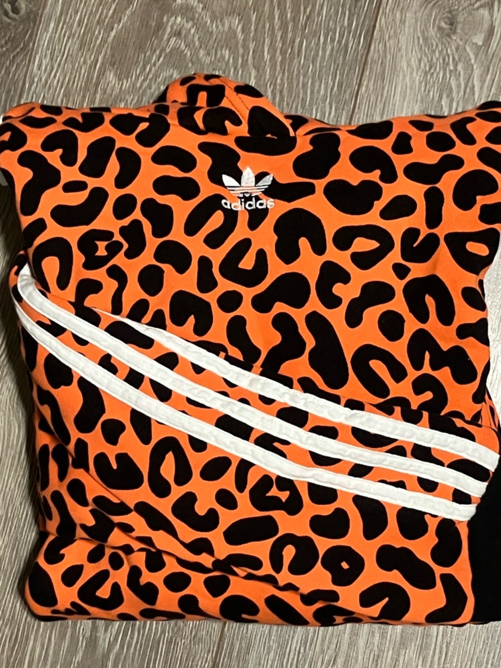Adidas  x RICH MNISI Orange and Black Leopard Logo Hoodie Size 3x